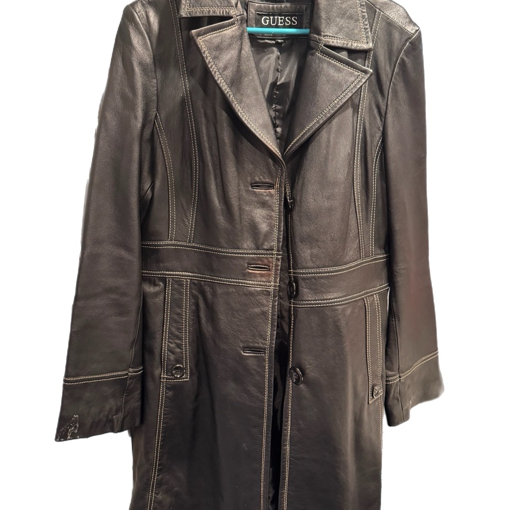 Guess Women's Chocolate Leather Coat